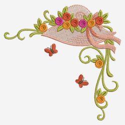 Flower Hat Corners 03(Lg) machine embroidery designs