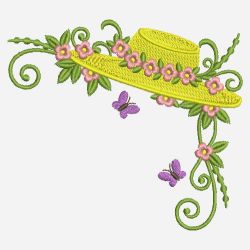 Flower Hat Corners 05(Sm) machine embroidery designs