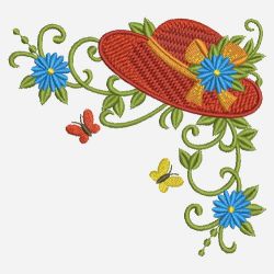 Flower Hat Corners 06(Lg) machine embroidery designs