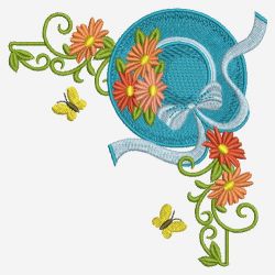 Flower Hat Corners 08(Lg) machine embroidery designs