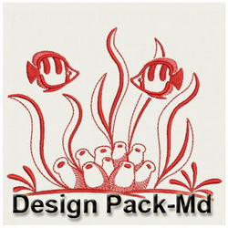 Redwork Tropical Fish(Md) machine embroidery designs