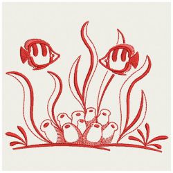 Redwork Tropical Fish 03(Sm) machine embroidery designs