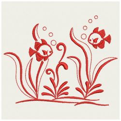 Redwork Tropical Fish 08(Lg)