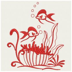 Redwork Tropical Fish 09(Sm) machine embroidery designs