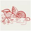 Redwork Seashell 10(Lg)