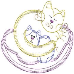Vintage Cute Cats 05(Md) machine embroidery designs