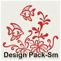 Redwork Tropical Fish(Sm) machine embroidery designs