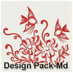 Redwork Tropical Fish(Md) machine embroidery designs