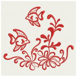 Redwork Tropical Fish 01(Sm)