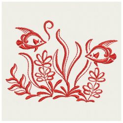 Redwork Tropical Fish 02(Sm)