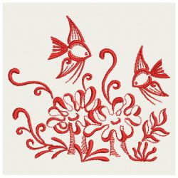 Redwork Tropical Fish 03(Sm) machine embroidery designs