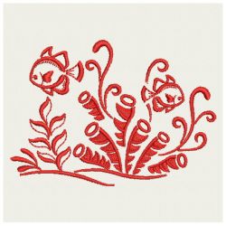 Redwork Tropical Fish 07(Lg) machine embroidery designs