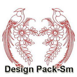 Redwork Fancy Birds(Sm) machine embroidery designs