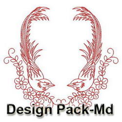 Redwork Fancy Birds(Md) machine embroidery designs