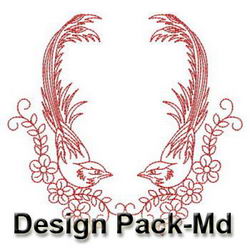 Redwork Fancy Birds(Md) machine embroidery designs