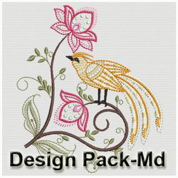 Jacobean Bird 2(Md) machine embroidery designs