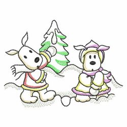 Vintage Sweet Puppy Winter Time 07(Sm) machine embroidery designs