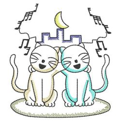 Vintage Singing Cats 09(Lg) machine embroidery designs
