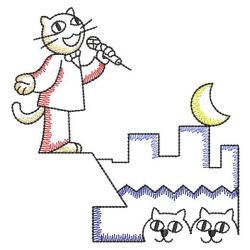 Vintage Singing Cats 10(Sm) machine embroidery designs