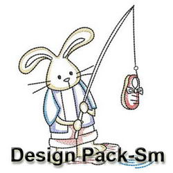 Vintage Fishing Bunnies(Sm) machine embroidery designs