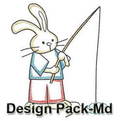 Vintage Fishing Bunnies(Md) machine embroidery designs