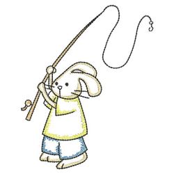 Vintage Fishing Bunnies 02(Lg) machine embroidery designs