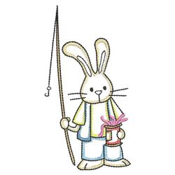 Vintage Fishing Bunnies 03(Md) machine embroidery designs