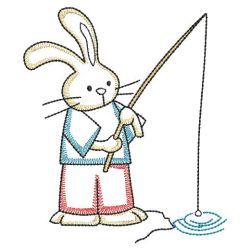 Vintage Fishing Bunnies 04(Md) machine embroidery designs