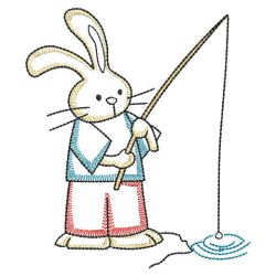 Vintage Fishing Bunnies 04(Lg) machine embroidery designs