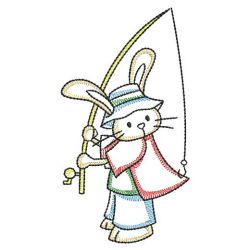 Vintage Fishing Bunnies 07(Md) machine embroidery designs