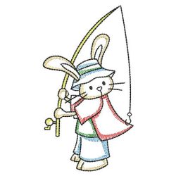 Vintage Fishing Bunnies 07(Sm) machine embroidery designs