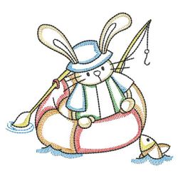 Vintage Fishing Bunnies 08(Sm) machine embroidery designs