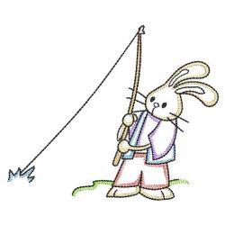 Vintage Fishing Bunnies 09(Sm) machine embroidery designs