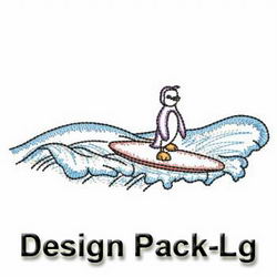 Vintage Surfing Penguins modular Borders(Lg) machine embroidery designs
