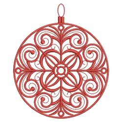 Redwork Christmas Ornaments Quilt 02(Sm)