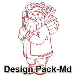 Redwork Christmas Santa(Md) machine embroidery designs