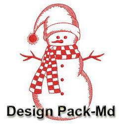 Redwork Holiday Snowman(Md) machine embroidery designs
