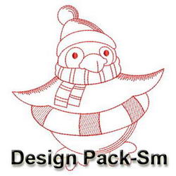 Redwork Penguin(Sm) machine embroidery designs
