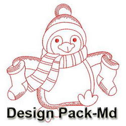 Redwork Penguin(Md) machine embroidery designs