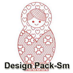 Redwork Russian Nesting Doll(Sm) machine embroidery designs