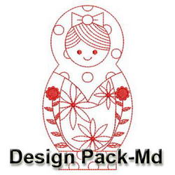 Redwork Russian Nesting Doll(Md) machine embroidery designs