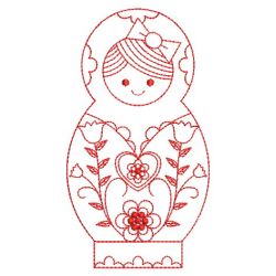 Redwork Russian Nesting Doll 02(Md) machine embroidery designs