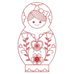 Redwork Russian Nesting Doll 02(Lg)