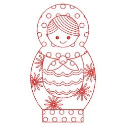 Redwork Russian Nesting Doll 03(Sm) machine embroidery designs