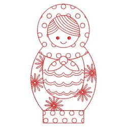 Redwork Russian Nesting Doll 03(Lg)