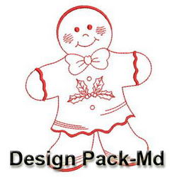 Redwork Gingerbread(Md) machine embroidery designs
