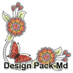 Exotic Floral Corner(Md) machine embroidery designs