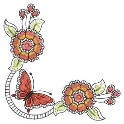 Exotic Floral Corner 04(Md) machine embroidery designs