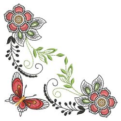 Exotic Floral Corner 12(Lg) machine embroidery designs
