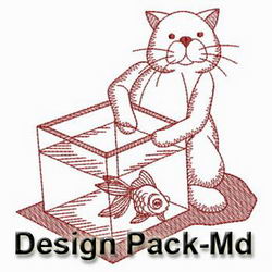 Redwork Cats(Md) machine embroidery designs